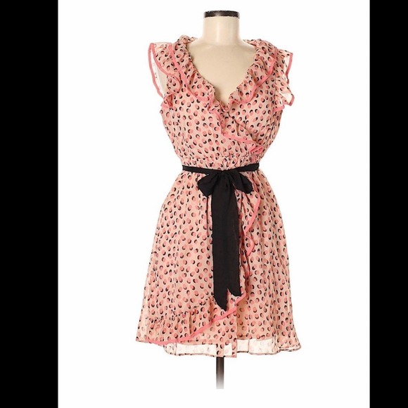 H&M Dresses & Skirts - H&M pink polka dot wrap illusion sleeveless ruffle dress, 8